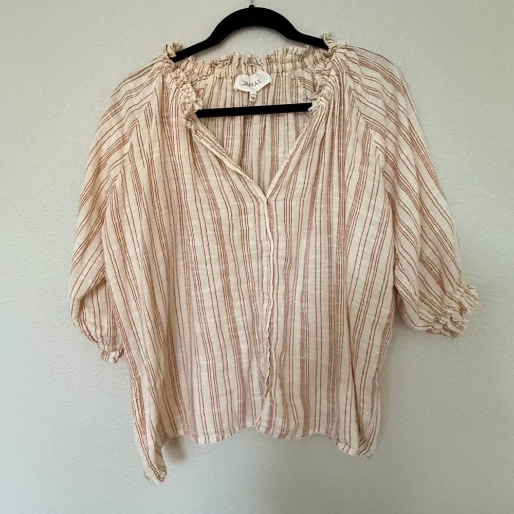 The Great Womens Size S (1) Striped Peasant Boho Cotton Gauze Blouse Size 1